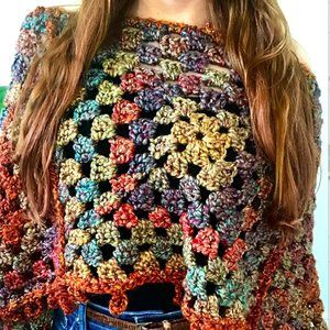 Vintage Crochet Knit Shawl